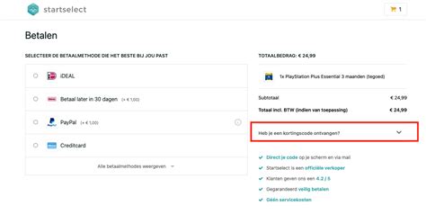 startselect kortingscode